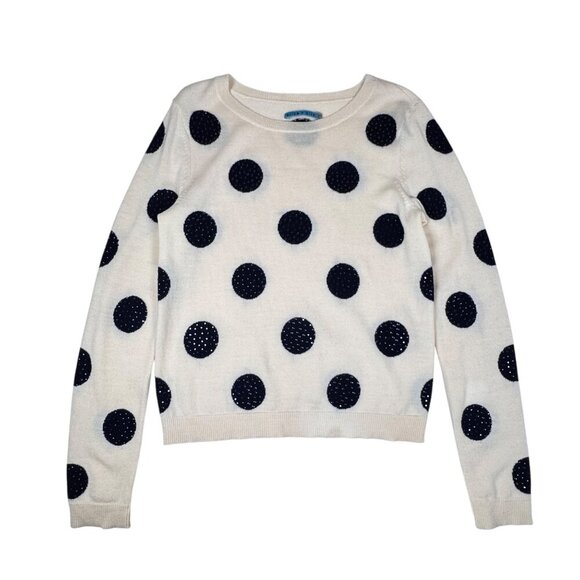 Alice + Olivia Celyn Polkadot Sweater Sz.S Cream Rhinestones ASO Taylor Swift - Picture 4 of 14